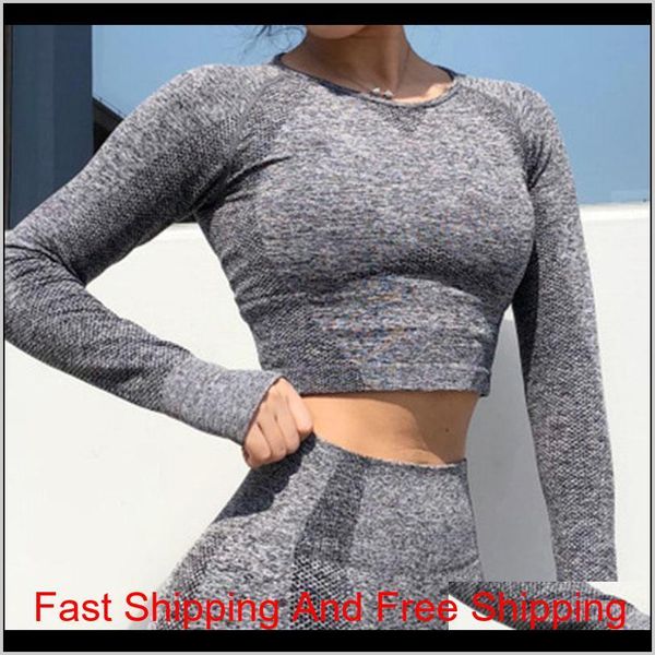 

yoga set women exercise clothes long sleeve gym yoga shirts energy running fitness workout qyloel lyqlove, White;red