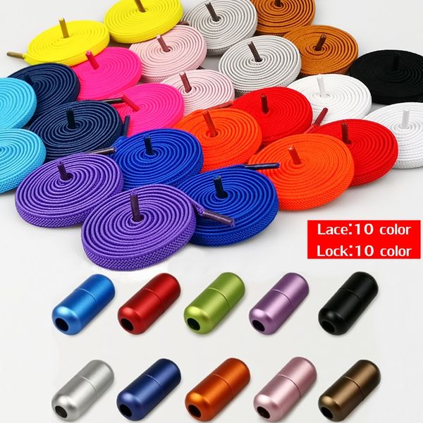 

1pair aluminum metal lock no tie shoelaces elastic shoe laces for men women 23 colors, White;pink
