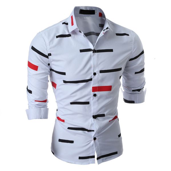 

shirt slim fit casual button down long mouwen formulas shirts men geometric print # g30, White;black