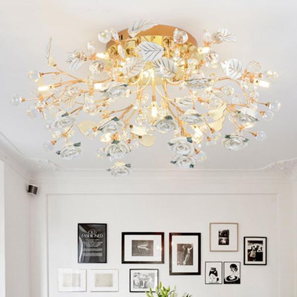

nordic crystal flower ceiling lamp modern ceramic led ceiling lights attic living room hanging bedroom l decorative lamps