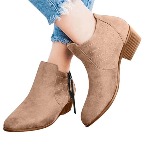 

boots women retro pointed toe square heel sleeve side zipper knight 2021 autumn winter shoes high heels warm, Black