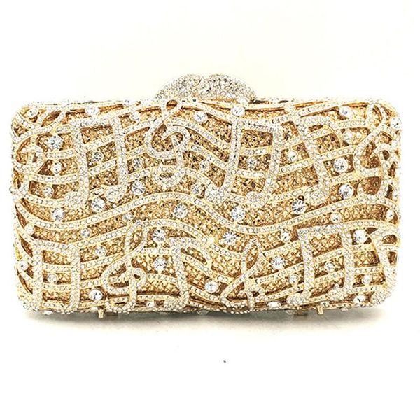 

xiyuan brand gold metal white crystal women evening purse fashion hollow out music ladies gemstone handbags female messenger bag
