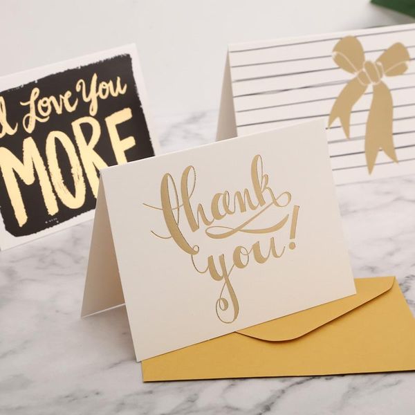 

greeting cards 8pcs wishes gold happy birthday thank you