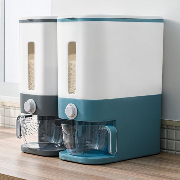 

storage bottles & jars plastic closed grain distributor bucket can flour and nut seasoning container bottle with measuring cup