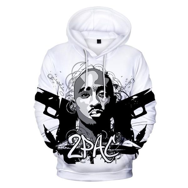 

men's hoodies & sweatshirts hip hop 2pac 3d hoodie sweatshirt for men autumn winter pullovers print rapper tracksuit long sleeve, Black