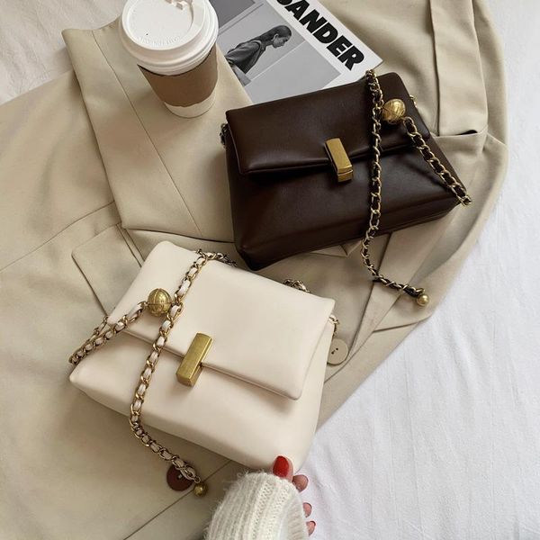 

shoulder bags fashion small women's 2021 trendy retro chain messenger bag soft leather single square