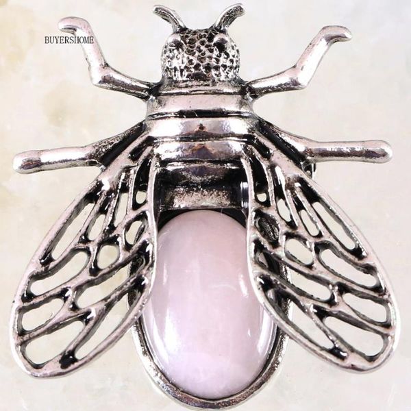 

pins, brooches cicada brooch natural stone pink crystal cab cabochon bead pendant for men women jewelry gift 1pcs k634, Gray