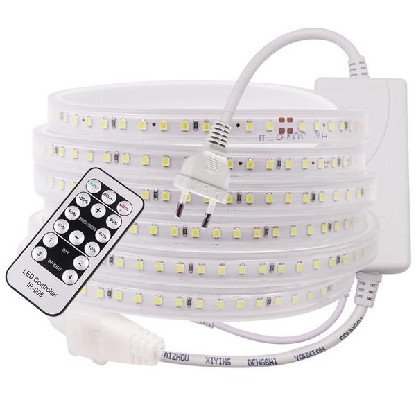 

dimmable led strip light smd2835 220v led light strip waterproof 120leds/m adjustable brightness flexible tape with remote