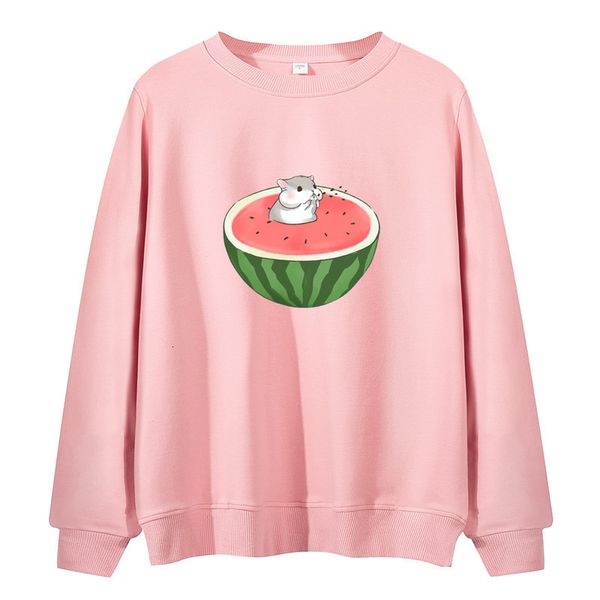 

2021 ins new sweet cartoon print pink sweatshirt women autumn cotton long sleeve pullovers warm winter plus size casual gks0, Black