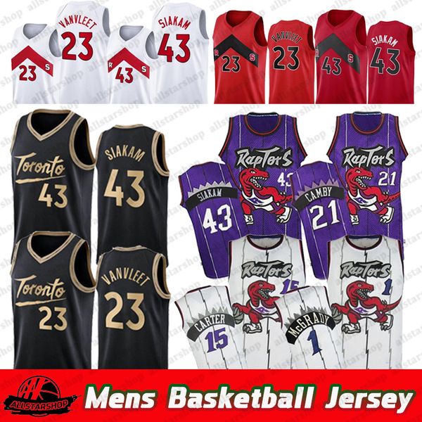 

mens vince 15 carter basketball jersey pascal 43 siakam tracy kyle 1 mcgrady lowry fred 23 vanvleet 21 camby jerseys, Black;red