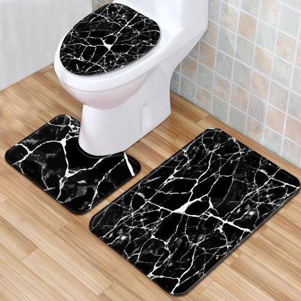 

bath mats 3pcs marble mat non-slip doormat absorbent bathroom rugs soft toilet seat cover shower room carpet washable footpad
