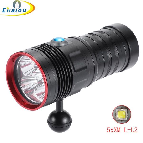 

flashlights torches aluminum alloy diving 5000 lm 5 x xm-l2 underwater 100m professional deep sea scuba torch fill light