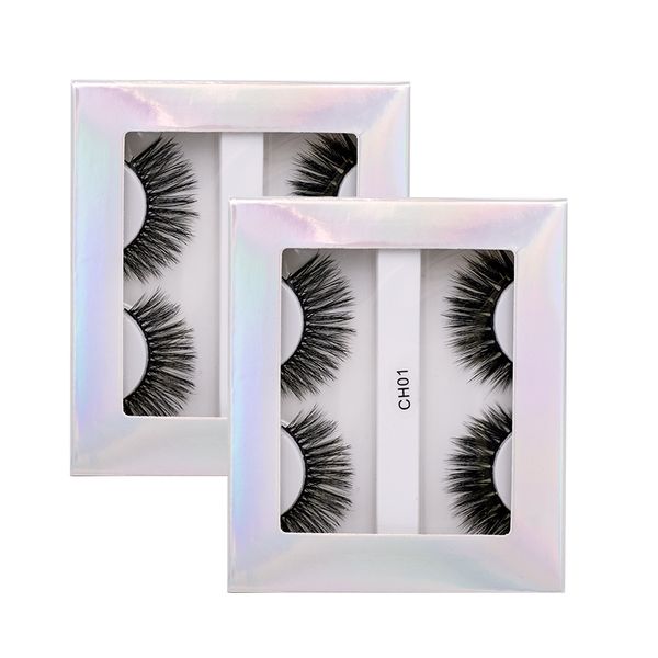 

2 pairs handmade eyelashes 3d soft faux mink hair false lashes natural long wispy makeup fake eyelash