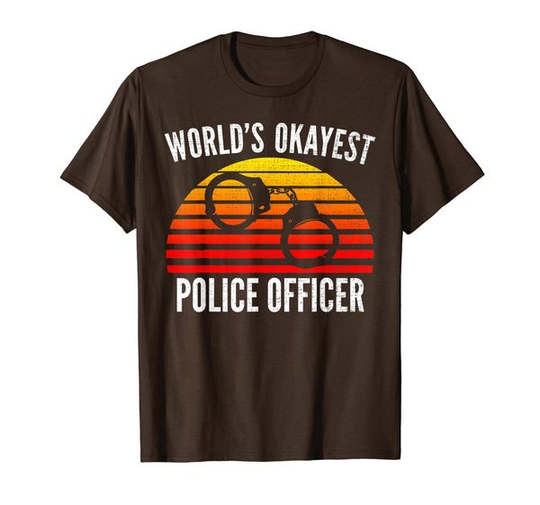 

Vintage Retro World' Okayest Police Officer Funny Cool Gift T-Shirt, Mainly pictures