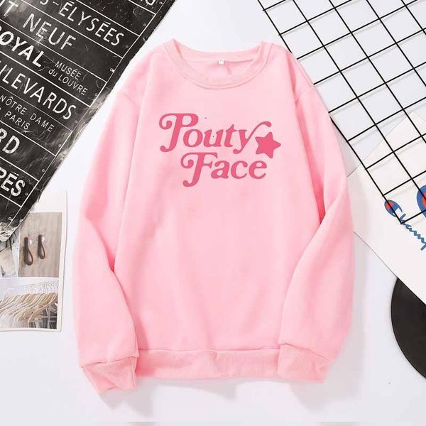 

streetwear sweatshirt women hoodie addison rae pouty face printed men clothing black hoodies moletom harajuku shirt womens coats