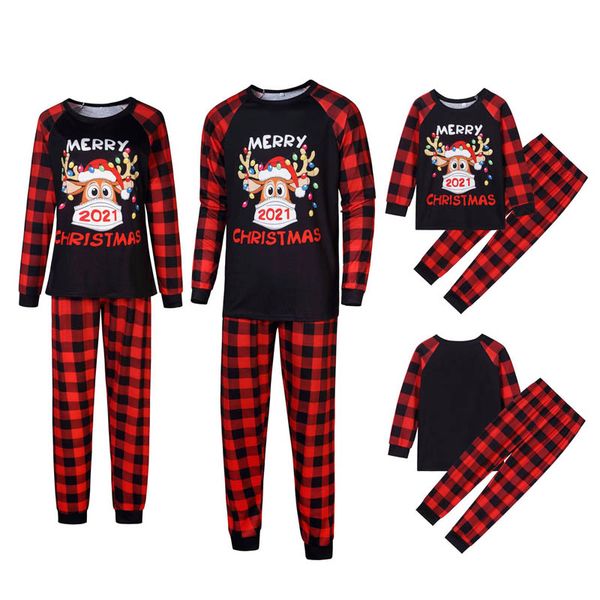 

family matching outfits mother daughter dresses clothing parentage boys girls clothes children christmas print home wear pattern parent-chil, Blue