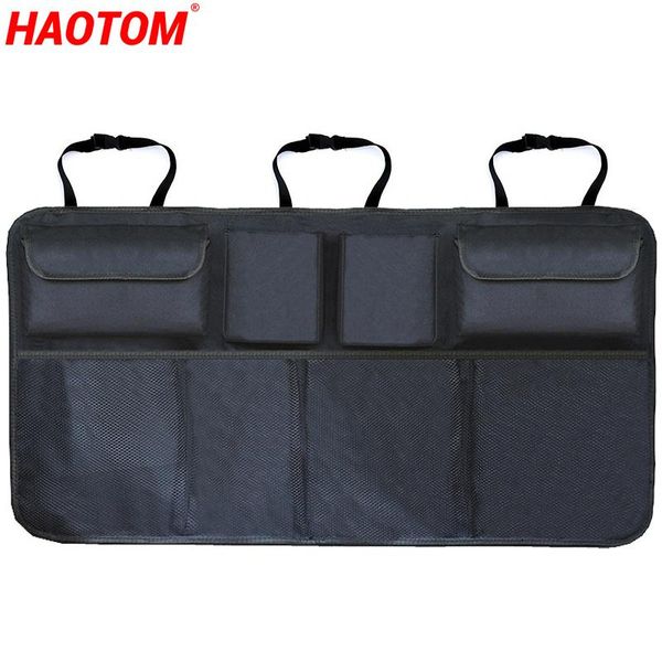 

car organizer trunk adjustable backseat storage bag net high capacity multi-use oxford auto seat back organizers black gray