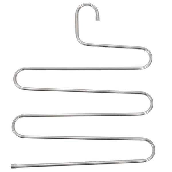 

4 pack multi pants hangers rack for closet organization,stainless steel s-shape 5 layer clothes hangers for space saving storage