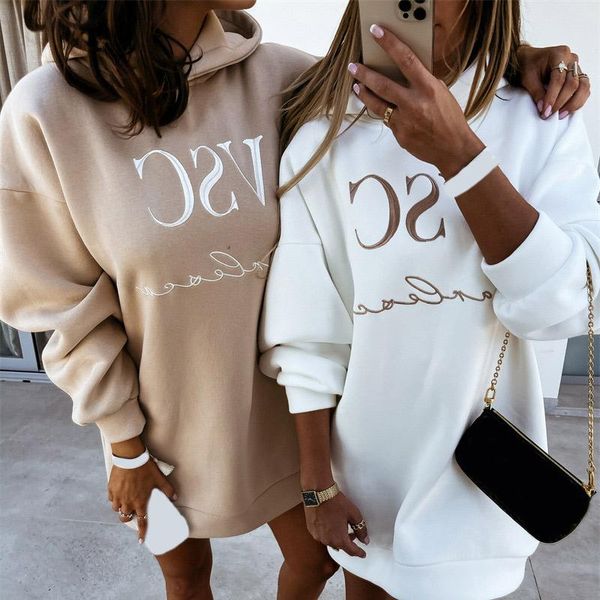 

women's hoodies & sweatshirts fashion letter print long female hoodie sweatshirt loose drop shoulder woemn's hooded sweathirts 202, Black