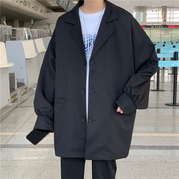 

men's suits & blazers plus size 5xl-m autumn long sleeve oversized blazer men clothing 2021 simple loose casual suit jackets streetwear, White;black