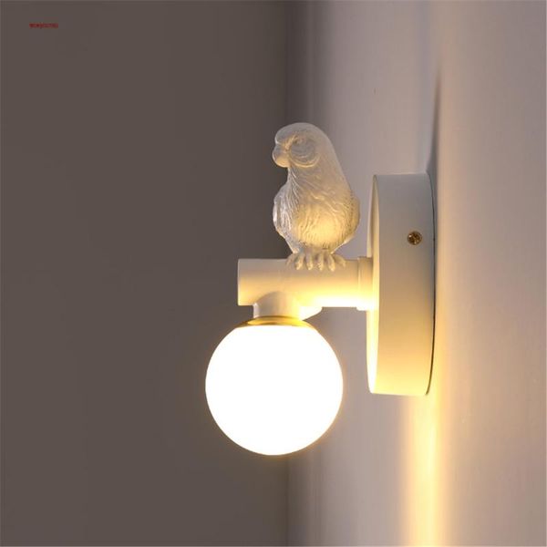 

wall lamps cottagecore decor resin parrot ball led lamp for dining room coffee store corridor loft country sconce night lights