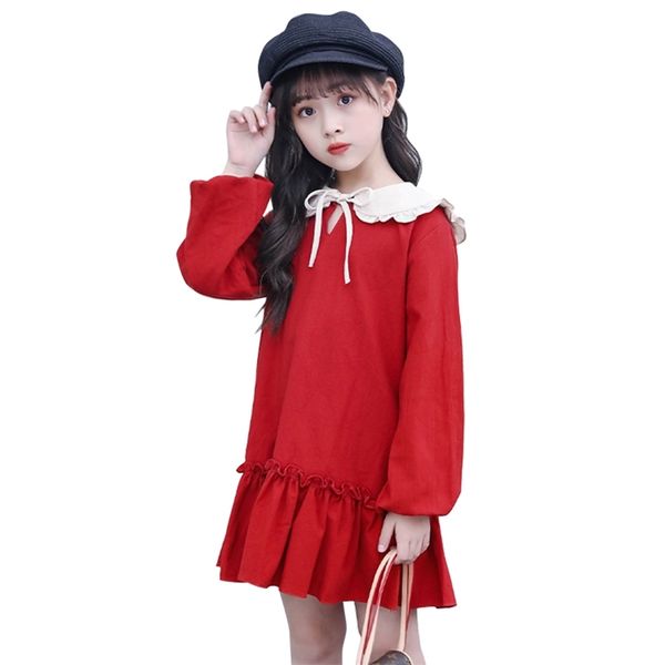 

kids dresses for girls patchwork party girl ruffles kid casual style clothes 6 8 10 12 14 210528, Red;yellow
