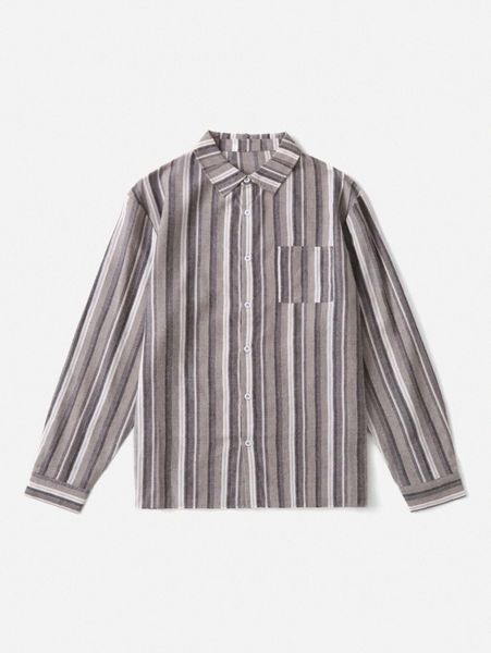 

men striped pocket front shirt 68tz#, White;black