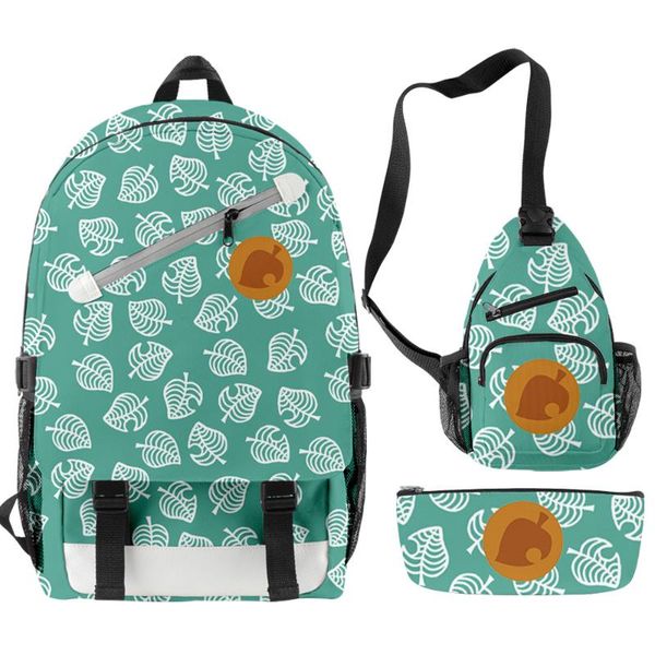 

backpack 3pcs/set animal crossing children boys girls schoolbag teenager women men oxford waterproof lapbag