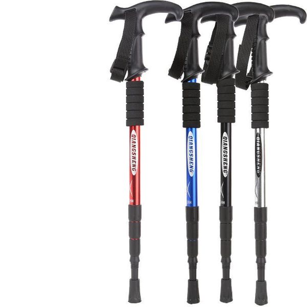 

trekking poles 2022 four section t-handle super light mountaineering stick aluminum alloy foldable walking for outdoor