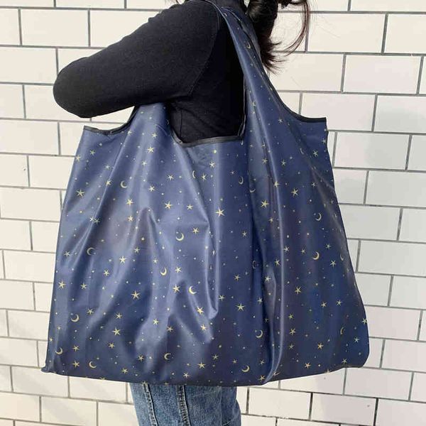 

nxy shopping bags big eco friendly folding reusable portable shoulder hand for travel grocery fashion pocket tote 0209
