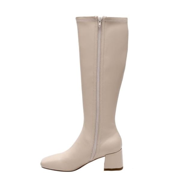 

women knee boot fashion zipper casual daily high heel winter shoes woman warm long boot office lady footwear size 33-40, Black