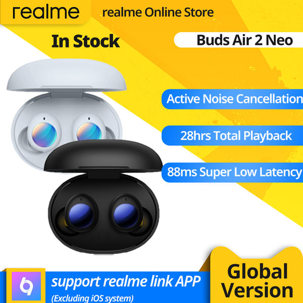

realme buds air 2 neo earphone intelligent ipx5 touch control active noise cancellation 28h battery life 10mm bass boost driver