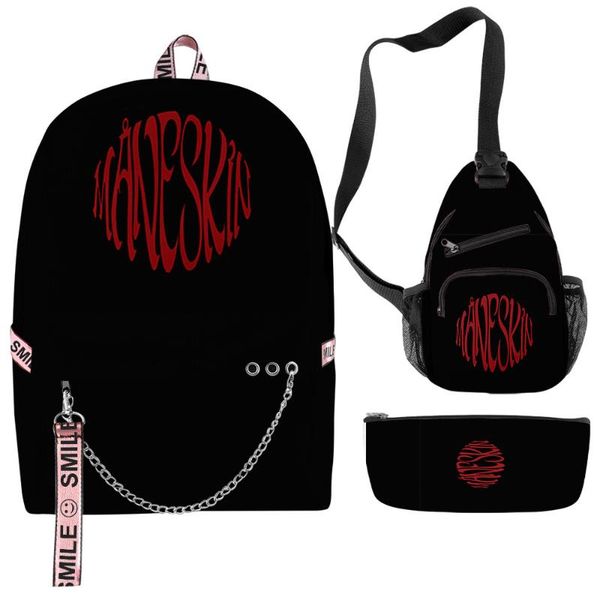 

backpack 3pcs/set maneskin women men boys girls primary and middle school students schoolbag teenager