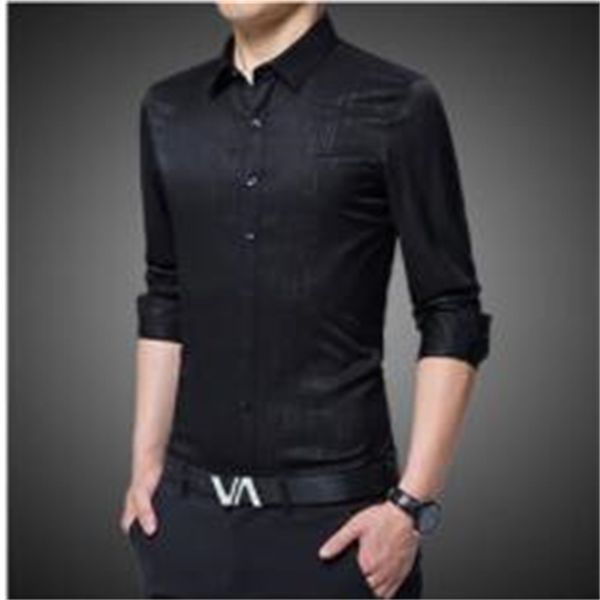 

autumn fashion business leisure slender sleeve shirt youth trend men's shirt dy-235 oj58, Tan;black