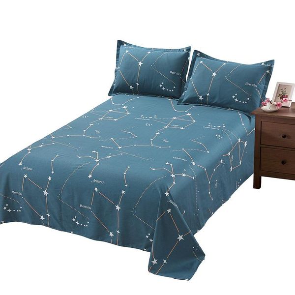 

bedding sets luxury fashion cotton bed sheet star blue twin full  king single double size cartoon flat bedclothes pillowcase