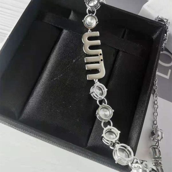 

special offer 70% off miao family's new necklace letter imitation crystal fashionable minority versatile bead chain diamond inlaid clav, Silver