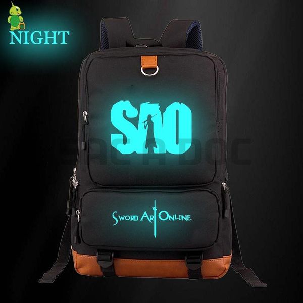 

backpack sword art online kirito sao luminous women men lapschool bags for teenage boys girls travel shoulder bag
