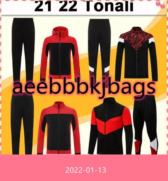 

21 22 tonali theo kessie soccer jerseys the full zip jacket training wear suit mens long sleeve ibrahimovic r.leao hat kit football sh, Black;yellow