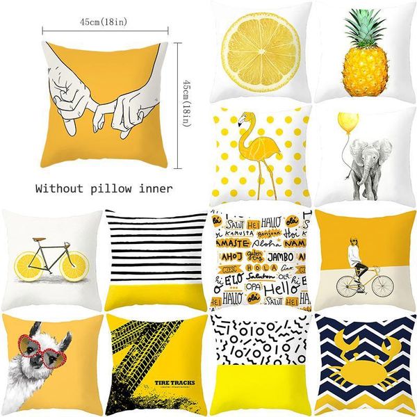 

pillow case pineapple leaf yellow throw decorative pillowcase polyester cover kussensloop zt280