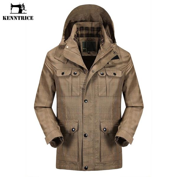 

men's jackets kenntrice men jacket spring hooded coat army green breathable windbreaker stand collar casual, Black;brown
