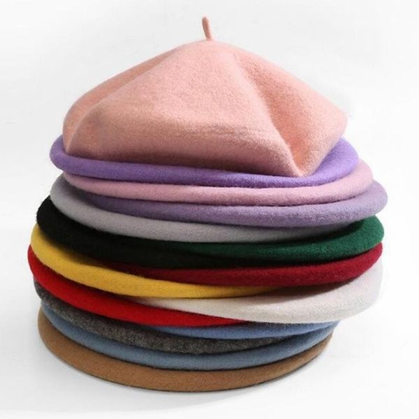 

berets vintage french plain beret caps beanie hat for women girl artist warm wool winter cap, Blue;gray