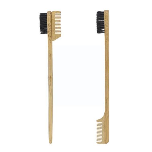 

makeup brushes 1pcs pure natural bamboo and wood edge control eyebrow three-head brush comb double-sided hous c5s2