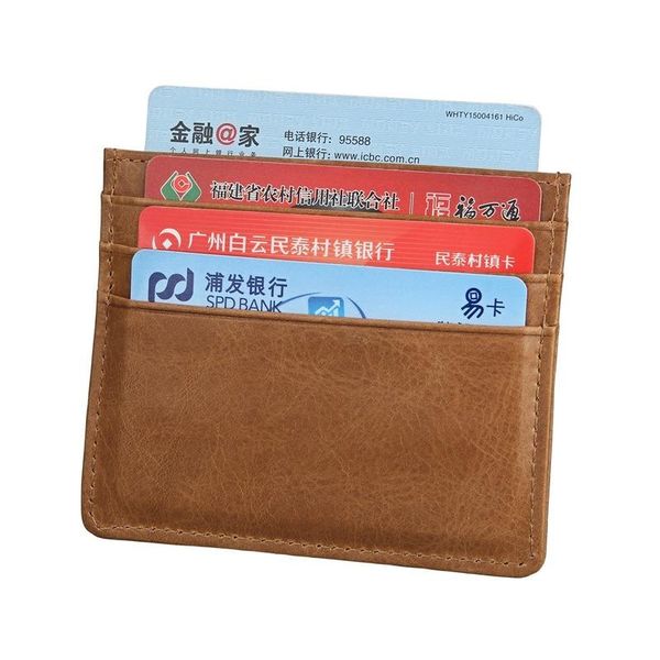 

card holders ultra-thin rfid retro holder business leather fashion case money bag, Brown;gray