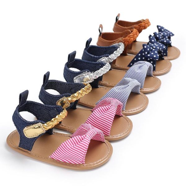 

sandals prewalker men and women baby 0 to 18 months, bowknot stripe flower princess comfortable soft bottom shoes first steps, Black;red