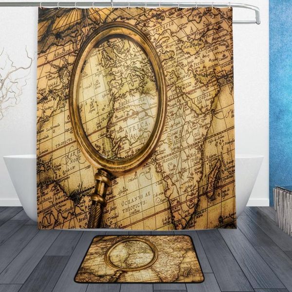 

shower curtains vintage magnifying glass waterproof polyester fabric curtain with hooks doormat bath floor mat bathroom
