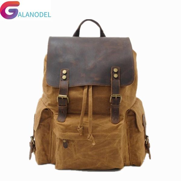 

backpack multifunctional leather canvas men military m050 boy girl vintage school backpacks shoulder lapbackpacking