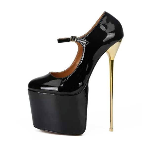 

dress shoes pattern europe and america superior quality ladies 22cm nightclub thin heels waterproof 10cm extra large code 38-45 46, Black