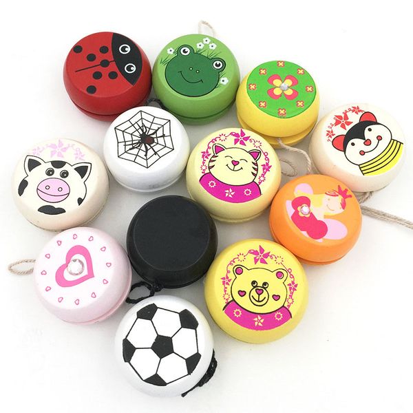 

1pcs nice gift for children wooden yo yo ball cute cartoon yo game ball kids toys