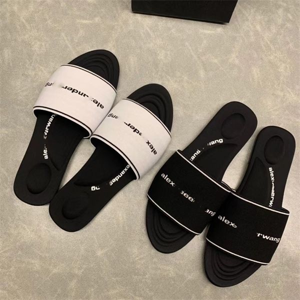 

official website 70% off outlet summer new women's shoes aw king letter print one word open toe flat bottom casual wear sandals factory, Black