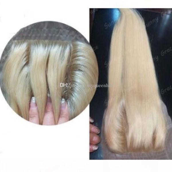 

my queen 613 blonde silk base swiss hd 4*4 lace closure frontal silk straight closure with baby hair, Black;brown